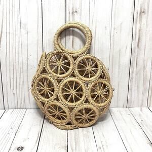Rattan Hollow Round Wicker Woven Handbags Beach Festival Boho Grandmacore